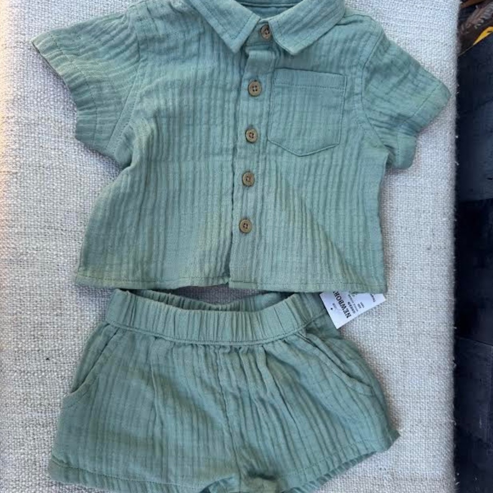 Cloud Island Baby Boy's Slub T-Shirt & Shorts Set Size Newborn NWT #105